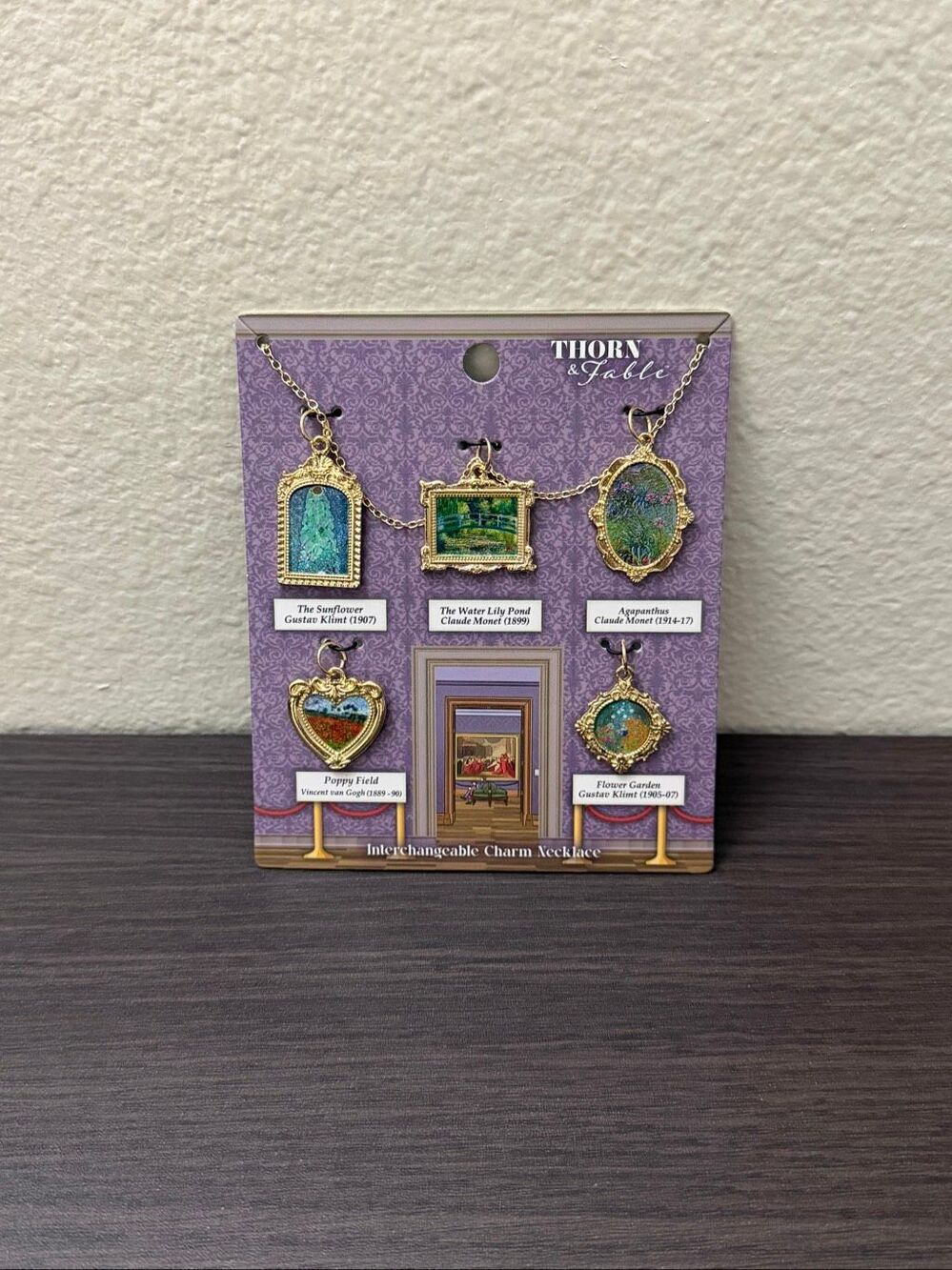 Thorn & Fable Art Gallery Monet & Van Gogh Interchangeable Charm Necklace Set